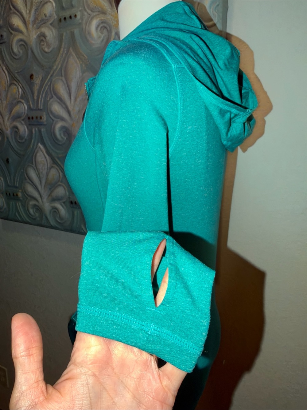 REI Womens XXS Teal Hooded 1/2 Zip Pullover Running Hiking Performance Top - Picture 4 of 13